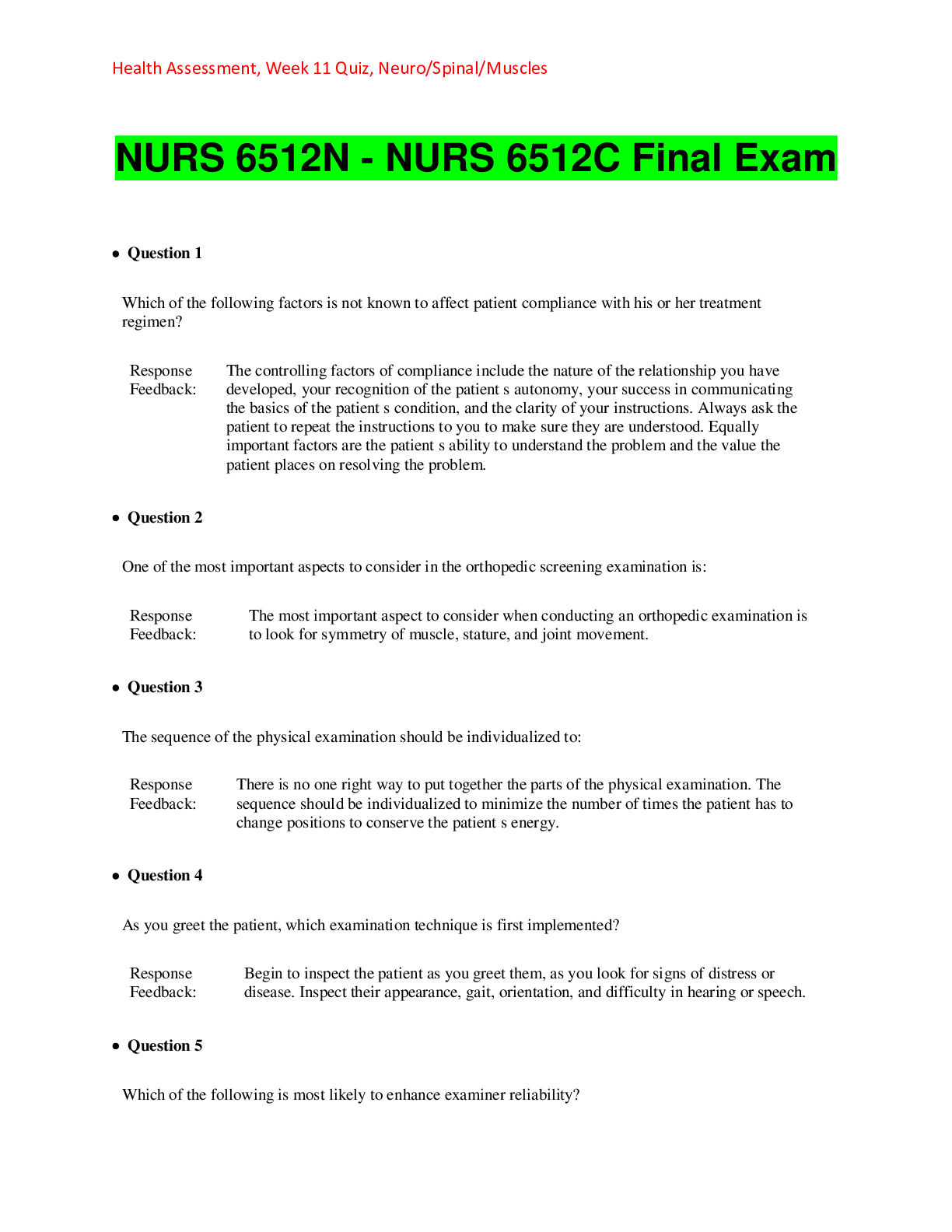 Preview image for NURS 6512N - NURS 6512C Final Exam